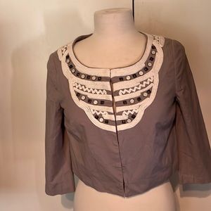 Cidra by Anthropology tan embellished 3/4 jacket